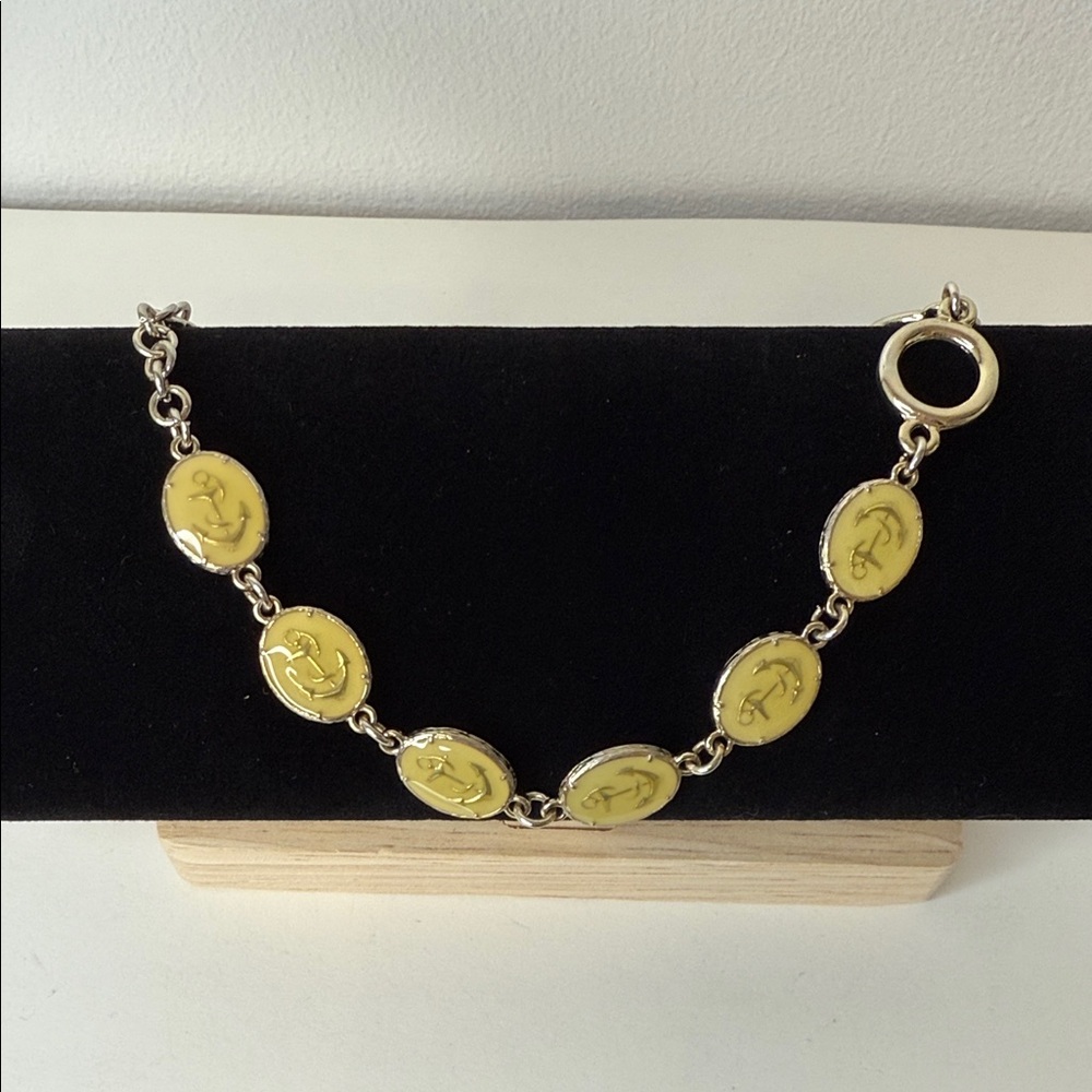 Enamel Anchor Bracelet with Toggle Clasp